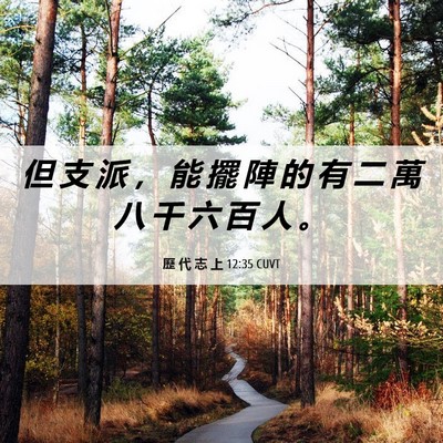 Picture 06 - 歷 代 志 上 12:35 CUVT - 但 支 派 ， 能 擺 陣 的 有 二 萬 八 - Bible Verse Picture
