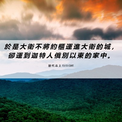Picture 06 - 歷 代 志 上 13:13 CUVT - 於 是 大 衛 不 將 約 櫃 運 進 大 衛 - Bible Verse Picture