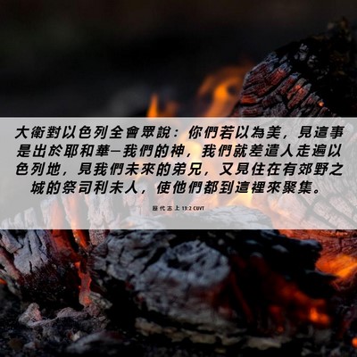 Picture 06 - 歷 代 志 上 13:2 CUVT - 大 衛 對 以 色 列 全 會 眾 說 ： 你 - Bible Verse Picture