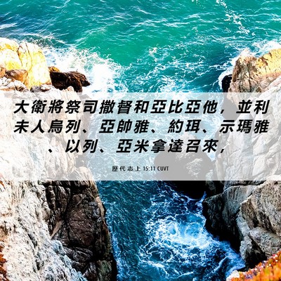 Picture 06 - 歷 代 志 上 15:11 CUVT - 大 衛 將 祭 司 撒 督 和 亞 比 亞 他 - Bible Verse Picture