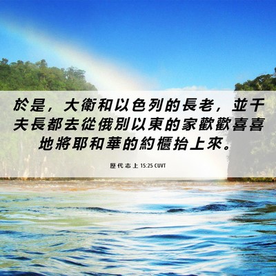 Picture 06 - 歷 代 志 上 15:25 CUVT - 於 是 ， 大 衛 和 以 色 列 的 長 老 - Bible Verse Picture