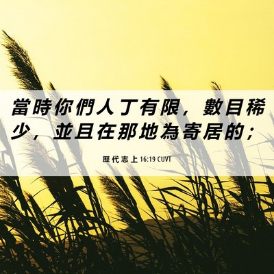 Picture 06 - 歷 代 志 上 16:19 CUVT - 當 時 你 們 人 丁 有 限 ， 數 目 稀 - Bible Verse Picture