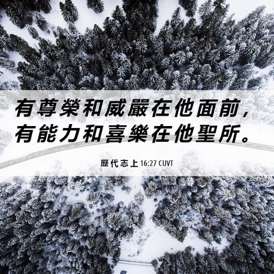 Picture 06 - 歷 代 志 上 16:27 CUVT - 有 尊 榮 和 威 嚴 在 他 面 前 ， 有 - Bible Verse Picture