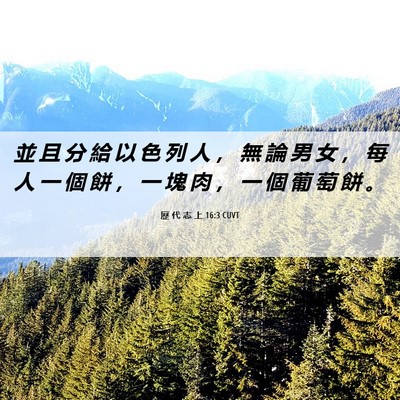 Picture 06 - 歷 代 志 上 16:3 CUVT - 並 且 分 給 以 色 列 人 ， 無 論 男 - Bible Verse Picture