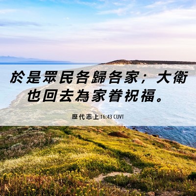 Picture 06 - 歷 代 志 上 16:43 CUVT - 於 是 眾 民 各 歸 各 家 ； 大 衛 也 - Bible Verse Picture