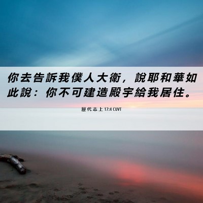 Picture 06 - 歷 代 志 上 17:4 CUVT - 你 去 告 訴 我 僕 人 大 衛 ， 說 耶 - Bible Verse Picture