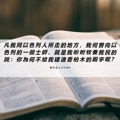 Picture 06 - 歷 代 志 上 17:6 CUVT - 凡 我 同 以 色 列 人 所 走 的 地 方 - Bible Verse Picture