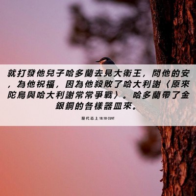 Picture 06 - 歷 代 志 上 18:10 CUVT - 就 打 發 他 兒 子 哈 多 蘭 去 見 大 - Bible Verse Picture