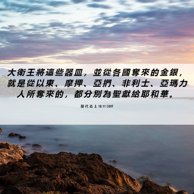 Picture 06 - 歷 代 志 上 18:11 CUVT - 大 衛 王 將 這 些 器 皿 ， 並 從 各 - Bible Verse Picture