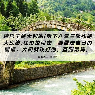 Picture 06 - 歷 代 志 上 18:3 CUVT - 瑣 巴 王 哈 大 利 謝 ( 撒 下 八 章 三 - Bible Verse Picture