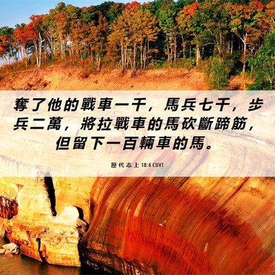 Picture 06 - 歷 代 志 上 18:4 CUVT - 奪 了 他 的 戰 車 一 千 ， 馬 兵 七 - Bible Verse Picture
