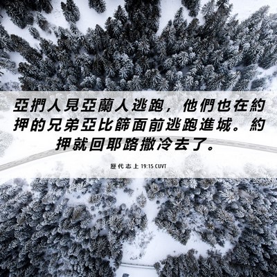 Picture 06 - 歷 代 志 上 19:15 CUVT - 亞 捫 人 見 亞 蘭 人 逃 跑 ， 他 們 - Bible Verse Picture