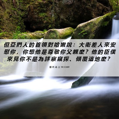 Picture 06 - 歷 代 志 上 19:3 CUVT - 但 亞 捫 人 的 首 領 對 哈 嫩 說 ： - Bible Verse Picture