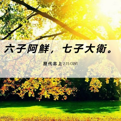 Picture 06 - 歷 代 志 上 2:15 CUVT - 六 子 阿 鮮 ， 七 子 大 衛 - Bible Verse Picture
