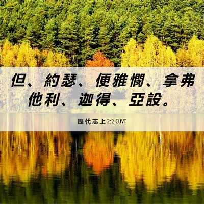 Picture 06 - 歷 代 志 上 2:2 CUVT - 但 、 約 瑟 、 便 雅 憫 、 拿 弗 他 - Bible Verse Picture
