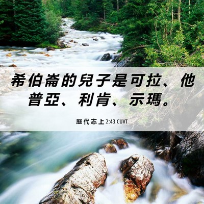 Picture 06 - 歷 代 志 上 2:43 CUVT - 希 伯 崙 的 兒 子 是 可 拉 、 他 普 - Bible Verse Picture
