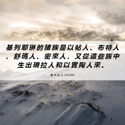 Picture 06 - 歷 代 志 上 2:53 CUVT - 基 列 耶 琳 的 諸 族 是 以 帖 人 、 - Bible Verse Picture