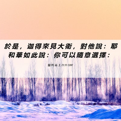 Picture 06 - 歷 代 志 上 21:11 CUVT - 於 是 ， 迦 得 來 見 大 衛 ， 對 他 - Bible Verse Picture