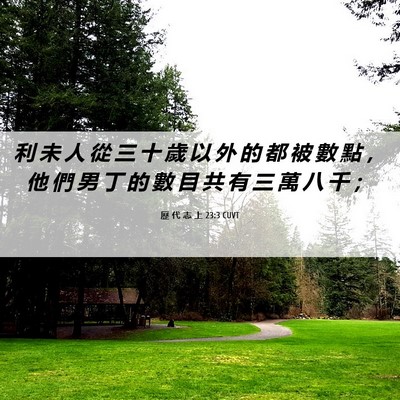Picture 06 - 歷 代 志 上 23:3 CUVT - 利 未 人 從 三 十 歲 以 外 的 都 被 - Bible Verse Picture