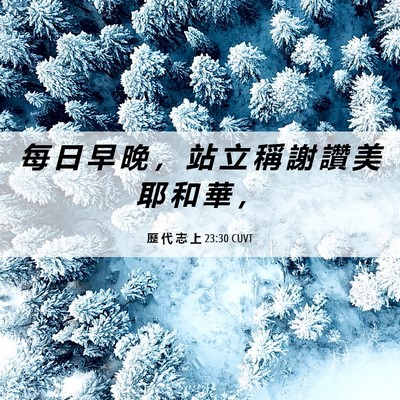 Picture 06 - 歷 代 志 上 23:30 CUVT - 每 日 早 晚 ， 站 立 稱 謝 讚 美 耶 - Bible Verse Picture