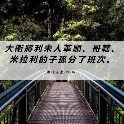 Picture 06 - 歷 代 志 上 23:6 CUVT - 大 衛 將 利 未 人 革 順 、 哥 轄 、 - Bible Verse Picture
