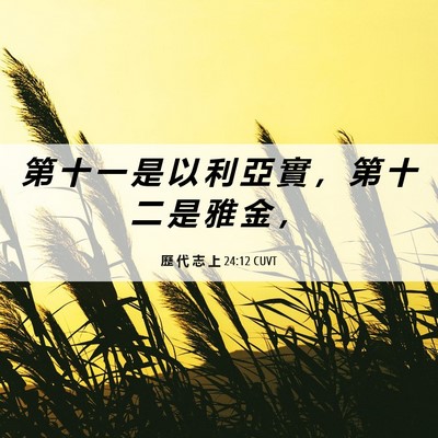 Picture 06 - 歷 代 志 上 24:12 CUVT - 第 十 一 是 以 利 亞 實 ， 第 十 二 - Bible Verse Picture