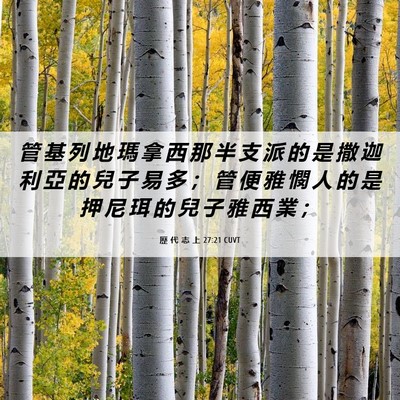 Picture 06 - 歷 代 志 上 27:21 CUVT - 管 基 列 地 瑪 拿 西 那 半 支 派 的 - Bible Verse Picture
