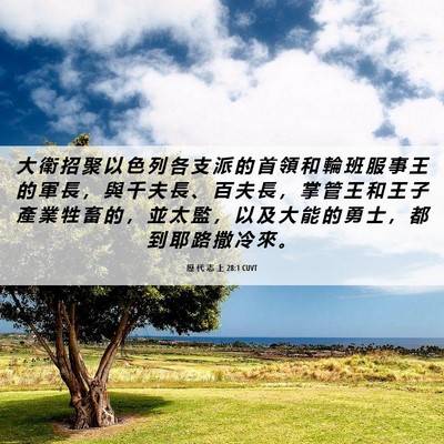 Picture 06 - 歷 代 志 上 28:1 CUVT - 大 衛 招 聚 以 色 列 各 支 派 的 首 - Bible Verse Picture