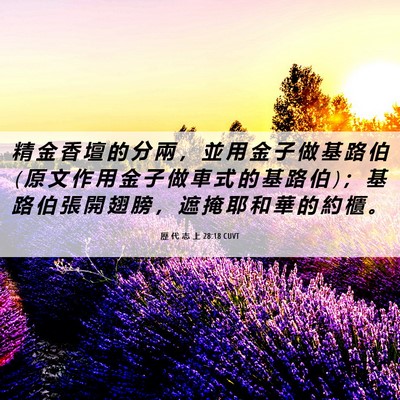 Picture 06 - 歷 代 志 上 28:18 CUVT - 精 金 香 壇 的 分 兩 ， 並 用 金 子 - Bible Verse Picture