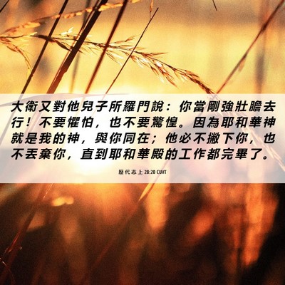 Picture 06 - 歷 代 志 上 28:20 CUVT - 大 衛 又 對 他 兒 子 所 羅 門 說 ： - Bible Verse Picture