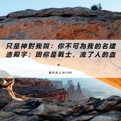 Picture 06 - 歷 代 志 上 28:3 CUVT - 只 是 神 對 我 說 ： 你 不 可 為 我 - Bible Verse Picture