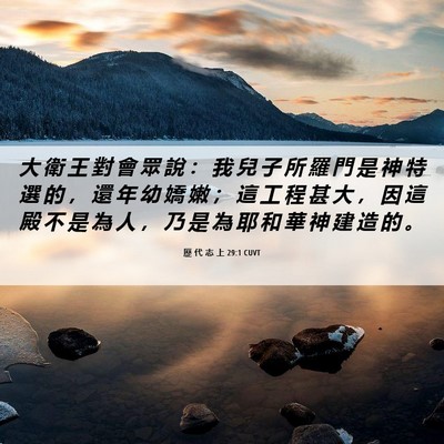 Picture 06 - 歷 代 志 上 29:1 CUVT - 大 衛 王 對 會 眾 說 ： 我 兒 子 所 - Bible Verse Picture