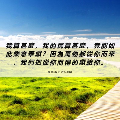 Picture 06 - 歷 代 志 上 29:14 CUVT - 我 算 甚 麼 ， 我 的 民 算 甚 麼 ， - Bible Verse Picture