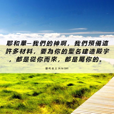 Picture 06 - 歷 代 志 上 29:16 CUVT - 耶 和 華 ─ 我 們 的 神 啊 ， 我 們 - Bible Verse Picture