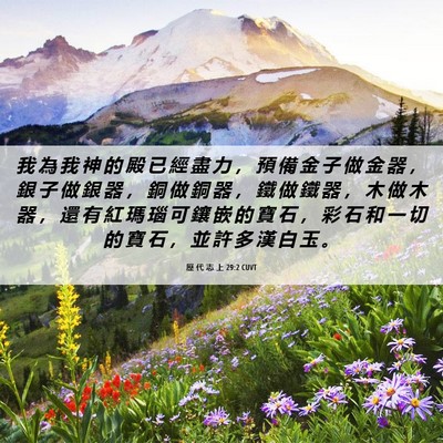 Picture 06 - 歷 代 志 上 29:2 CUVT - 我 為 我 神 的 殿 已 經 盡 力 ， 預 - Bible Verse Picture