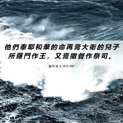 Picture 06 - 歷 代 志 上 29:22 CUVT - 他 們 奉 耶 和 華 的 命 再 膏 大 衛 - Bible Verse Picture