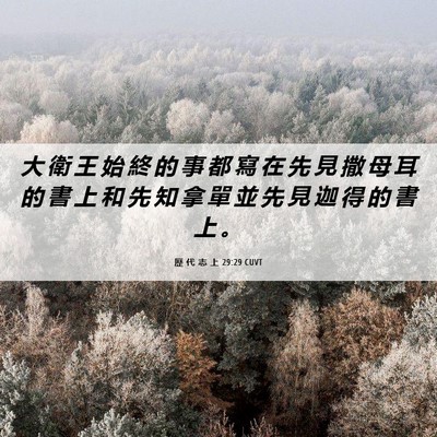 Picture 06 - 歷 代 志 上 29:29 CUVT - 大 衛 王 始 終 的 事 都 寫 在 先 見 - Bible Verse Picture