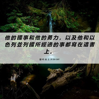 Picture 06 - 歷 代 志 上 29:30 CUVT - 他 的 國 事 和 他 的 勇 力 ， 以 及 - Bible Verse Picture