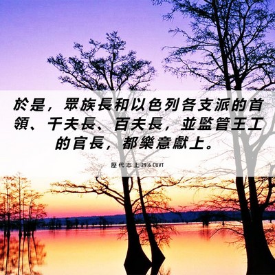 Picture 06 - 歷 代 志 上 29:6 CUVT - 於 是 ， 眾 族 長 和 以 色 列 各 支 - Bible Verse Picture