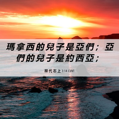 Picture 06 - 歷 代 志 上 3:14 CUVT - 瑪 拿 西 的 兒 子 是 亞 們 ； 亞 們 - Bible Verse Picture