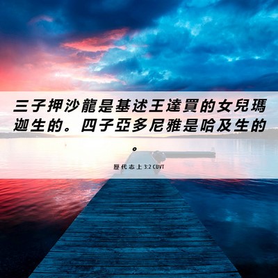 Picture 06 - 歷 代 志 上 3:2 CUVT - 三 子 押 沙 龍 是 基 述 王 達 買 的 - Bible Verse Picture
