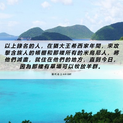 Picture 06 - 歷 代 志 上 4:41 CUVT - 以 上 錄 名 的 人 ， 在 猶 大 王 希 - Bible Verse Picture