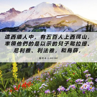 Picture 06 - 歷 代 志 上 4:42 CUVT - 這 西 緬 人 中 ， 有 五 百 人 上 西 - Bible Verse Picture