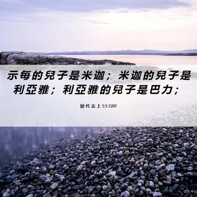 Picture 06 - 歷 代 志 上 5:5 CUVT - 示 每 的 兒 子 是 米 迦 ； 米 迦 的 - Bible Verse Picture