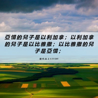 Picture 06 - 歷 代 志 上 6:23 CUVT - 亞 惜 的 兒 子 是 以 利 加 拿 ； 以 - Bible Verse Picture