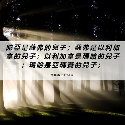 Picture 06 - 歷 代 志 上 6:35 CUVT - 陀 亞 是 蘇 弗 的 兒 子 ； 蘇 弗 是 - Bible Verse Picture