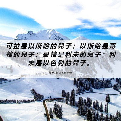 Picture 06 - 歷 代 志 上 6:38 CUVT - 可 拉 是 以 斯 哈 的 兒 子 ； 以 斯 - Bible Verse Picture
