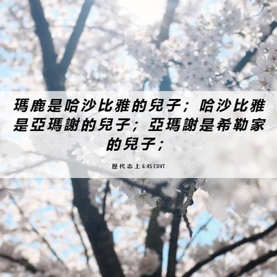 Picture 06 - 歷 代 志 上 6:45 CUVT - 瑪 鹿 是 哈 沙 比 雅 的 兒 子 ； 哈 - Bible Verse Picture