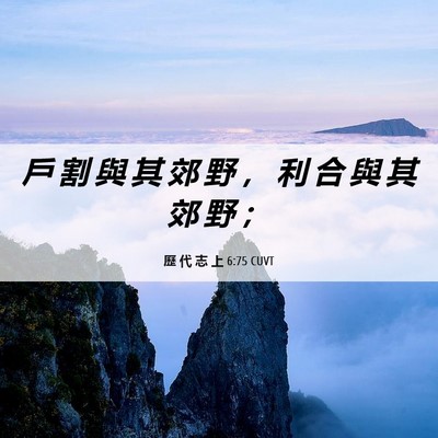 Picture 06 - 歷 代 志 上 6:75 CUVT - 戶 割 與 其 郊 野 ， 利 合 與 其 郊 - Bible Verse Picture