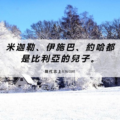 Picture 06 - 歷 代 志 上 8:16 CUVT - 米 迦 勒 、 伊 施 巴 、 約 哈 都 是 - Bible Verse Picture